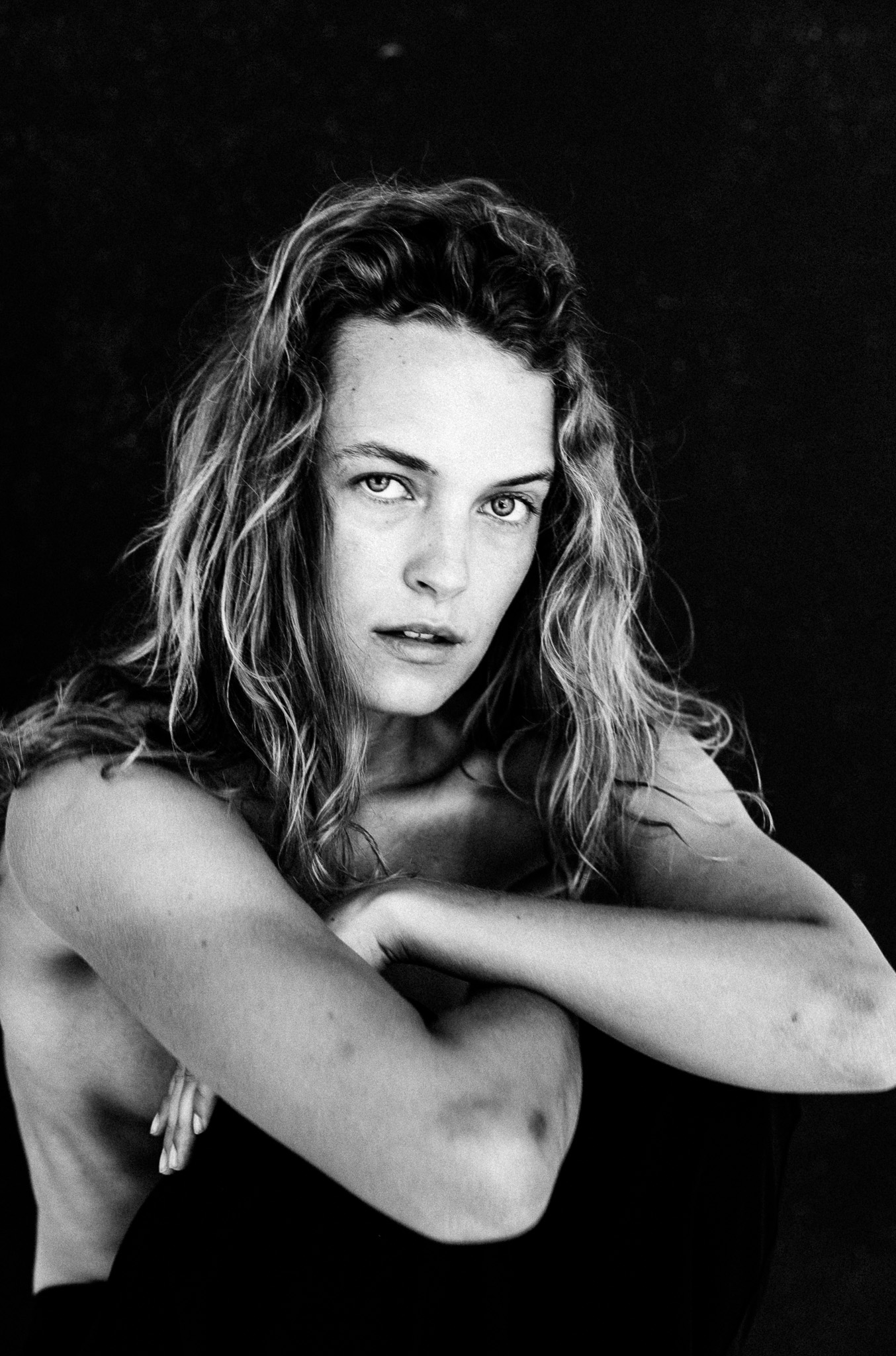 black and white portrait of a girl